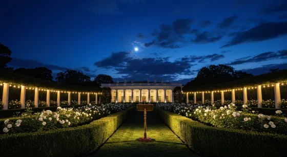 Trump Stops Mid-Speech After Mistaking Sky Object for a Drone at Rose Garden Dinner
